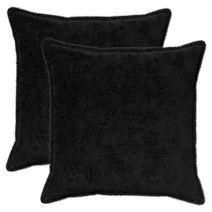 Cushion Cover 2 pcs HOUTEN Black 55 x 55 cm Faux Rabbit Fur