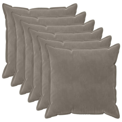 Cushion Cover 6 pcs HOUTEN Light Grey 60 x 60 cm Velvet