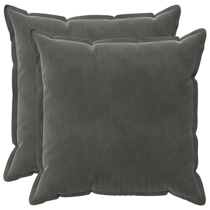 Cushion Cover 2 pcs HOUTEN Dark Grey 60 x 60 cm Velvet
