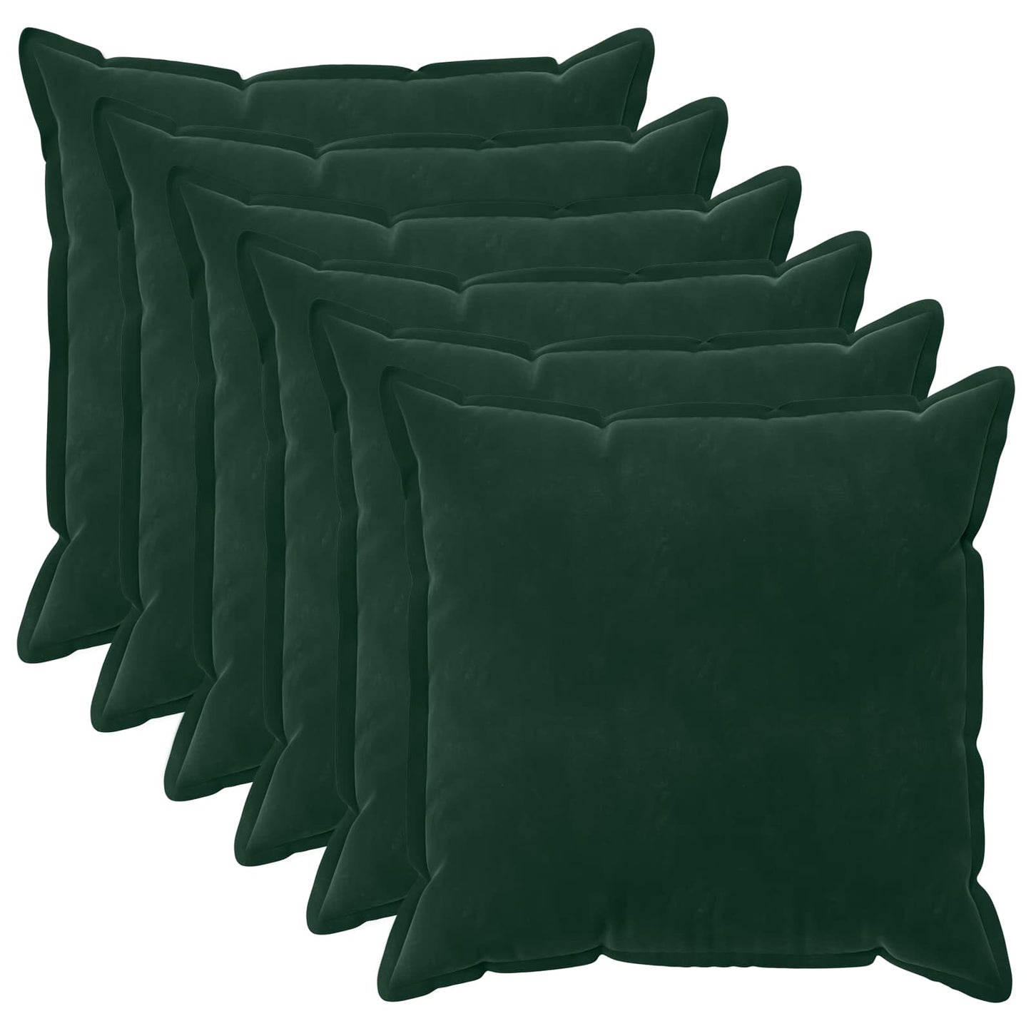 Cushion Cover 6 pcs HOUTEN Dark Green 60 x 60 cm Velvet