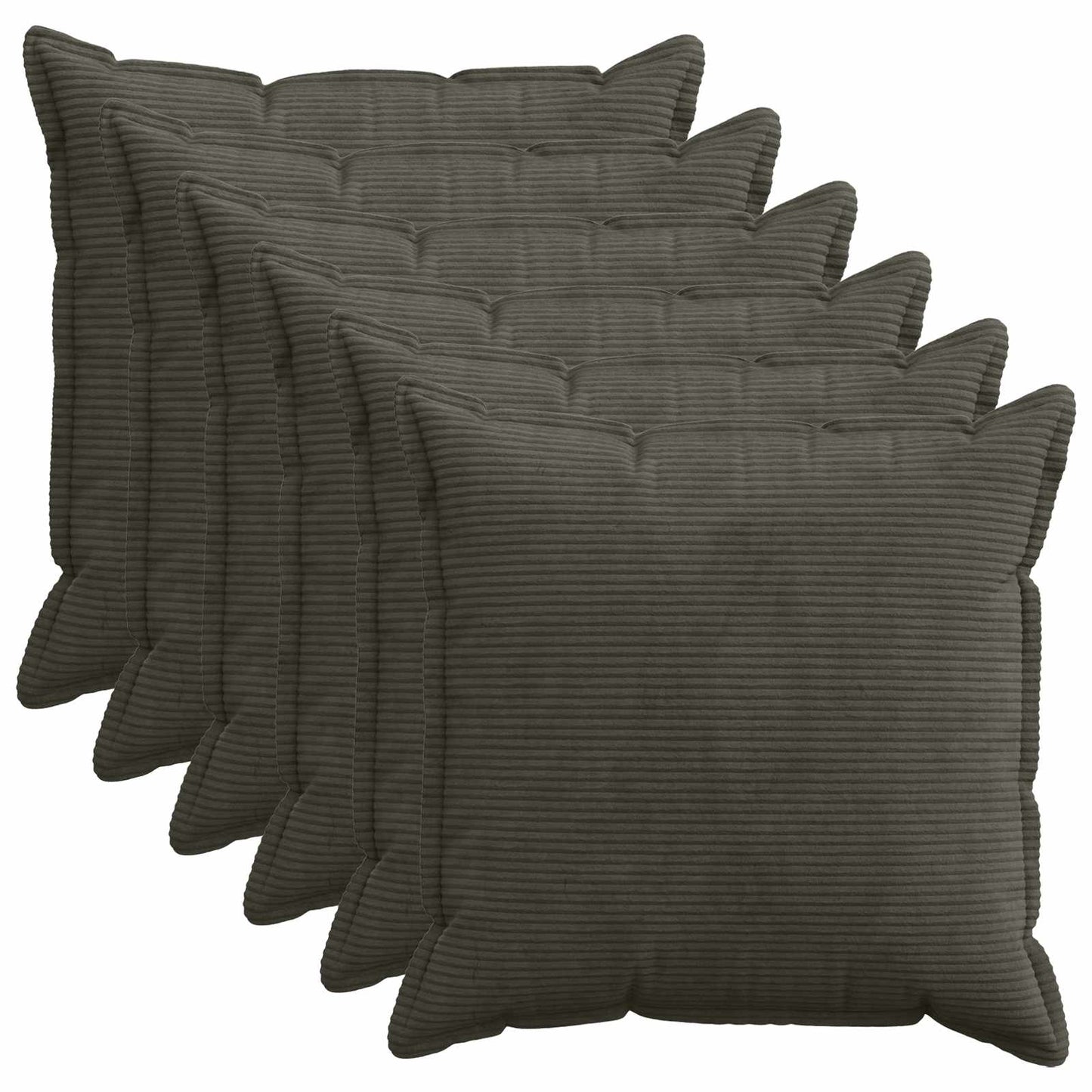 Cushion Cover 6 pcs HOUTEN Anthracite 60 x 60 cm Corduroy