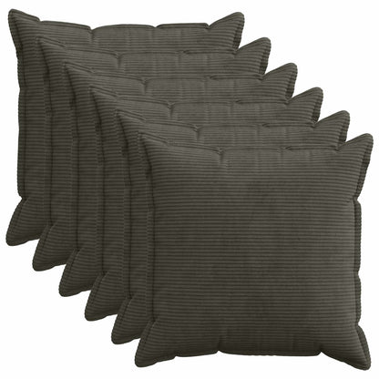 Cushion Cover 6 pcs HOUTEN Anthracite 60 x 60 cm Corduroy