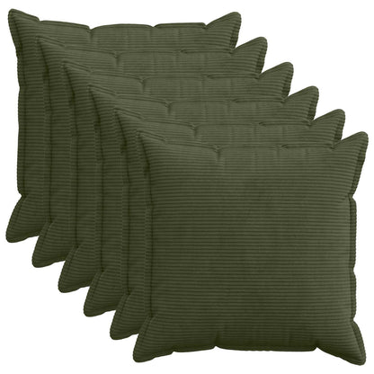 Cushion Cover 6 pcs HOUTEN Green 60 x 60 cm Corduroy