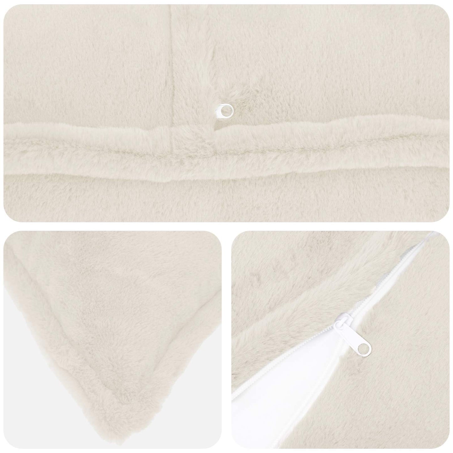 Cushion Cover 6 pcs HOUTEN White 60 x 60 cm Faux Rabbit Fur