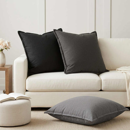 Throw Pillow 2 pcs HOUTEN Light Grey 80 x 80 cm Faux Linen