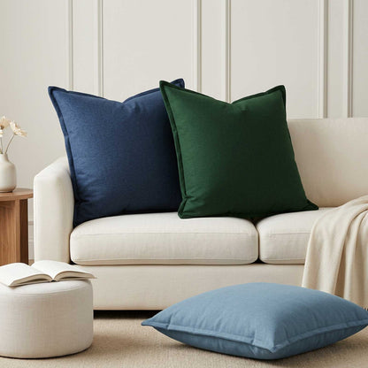 Cushion with Pillow HOUTEN 2 pcs Jeans Blue Faux Linen