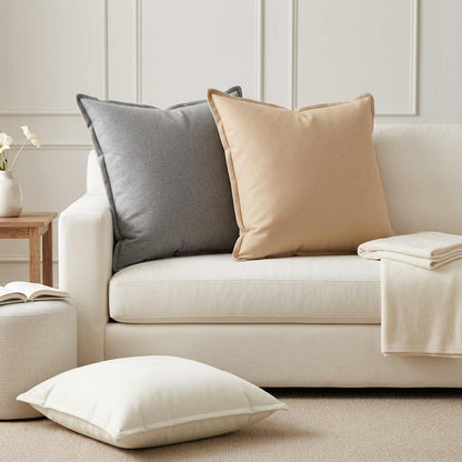 Throw Pillow 2 pcs HOUTEN Cloud Grey 80 x 80 cm Faux Linen