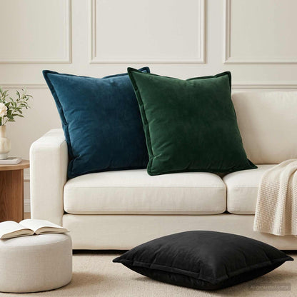 Cushion with Pillow HOUTEN 2 pcs Black Velvet