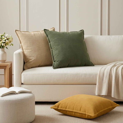 Cushion Cover 6 pcs HOUTEN Green 65 x 65 cm Corduroy
