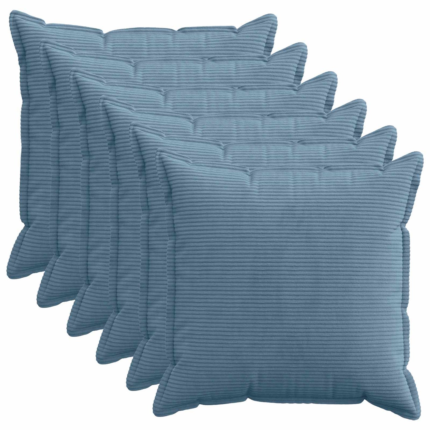 Cushion Cover 6 pcs HOUTEN Blue 65 x 65 cm Corduroy