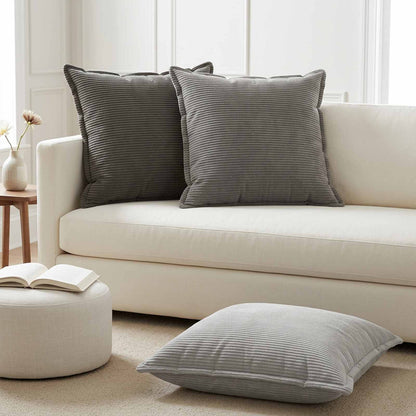 Cushion Cover 6 pcs HOUTEN Light Grey 65 x 65 cm Corduroy