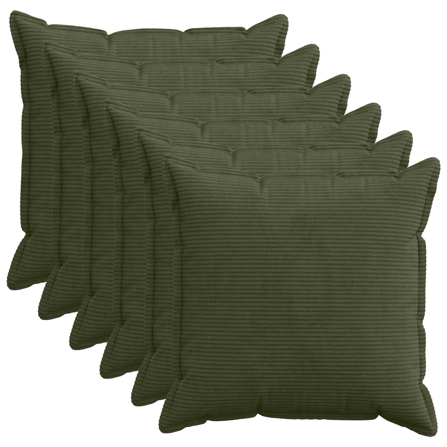 Cushion Cover 6 pcs HOUTEN Green 65 x 65 cm Corduroy
