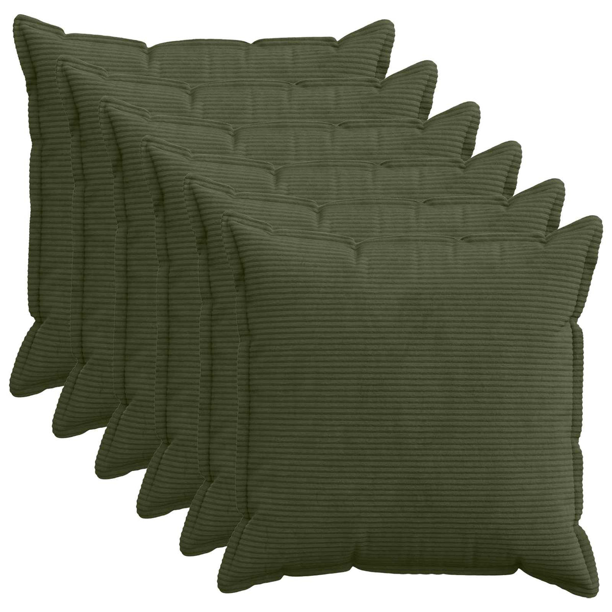 Cushion Cover 6 pcs HOUTEN Green 65 x 65 cm Corduroy