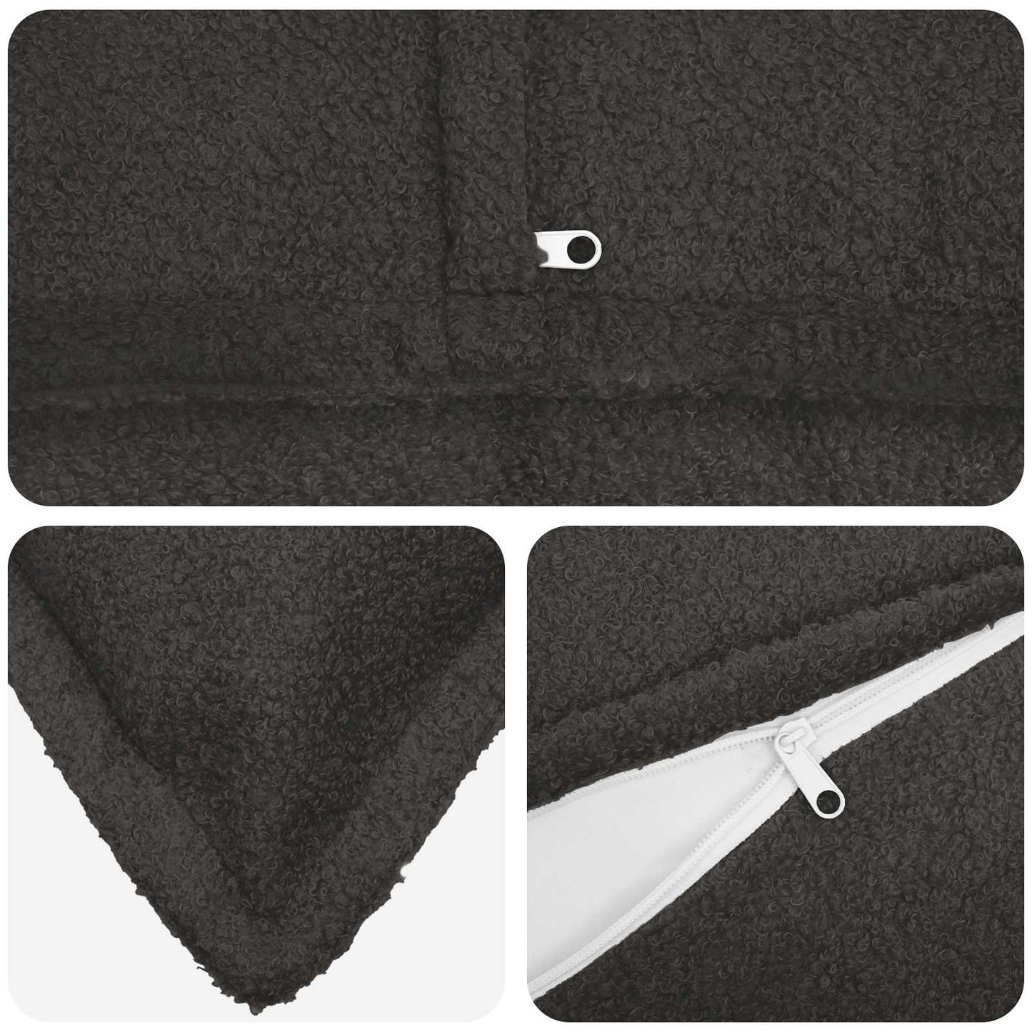 Cushion Cover 6 pcs HOUTEN Dark Grey 65 x 65 cm Bouclé