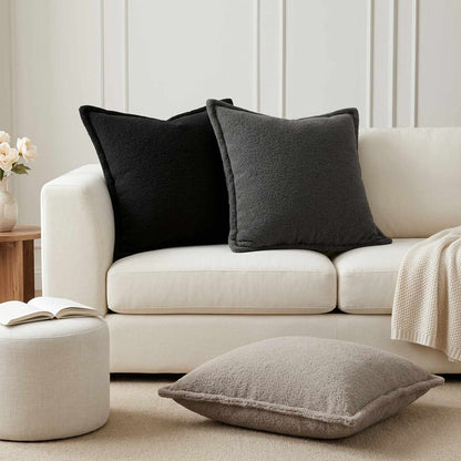Cushion Cover 6 pcs HOUTEN Dark Grey 70 x 70 cm Bouclé