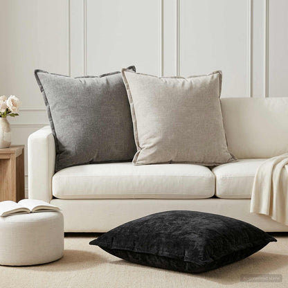Cushion Cover 6 pcs HOUTEN Dark Grey 65 x 65 cm Chenille Fabric