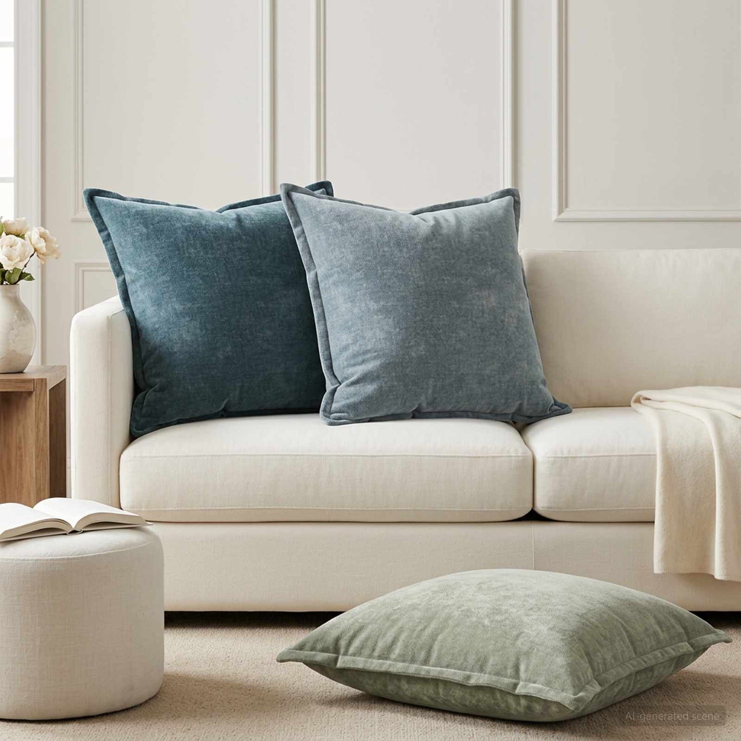 Cushion Cover 6 pcs HOUTEN Blue 80 x 80 cm Chenille Fabric