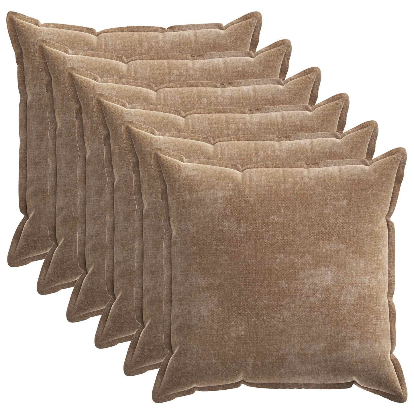 Cushion Cover 6 pcs HOUTEN Brown 65 x 65 cm Chenille Fabric