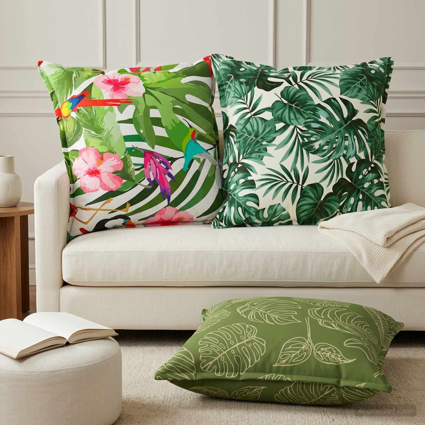 Cushion Cover 6 pcs HOUTEN Leaf Design 70 x 70 cm Polyester