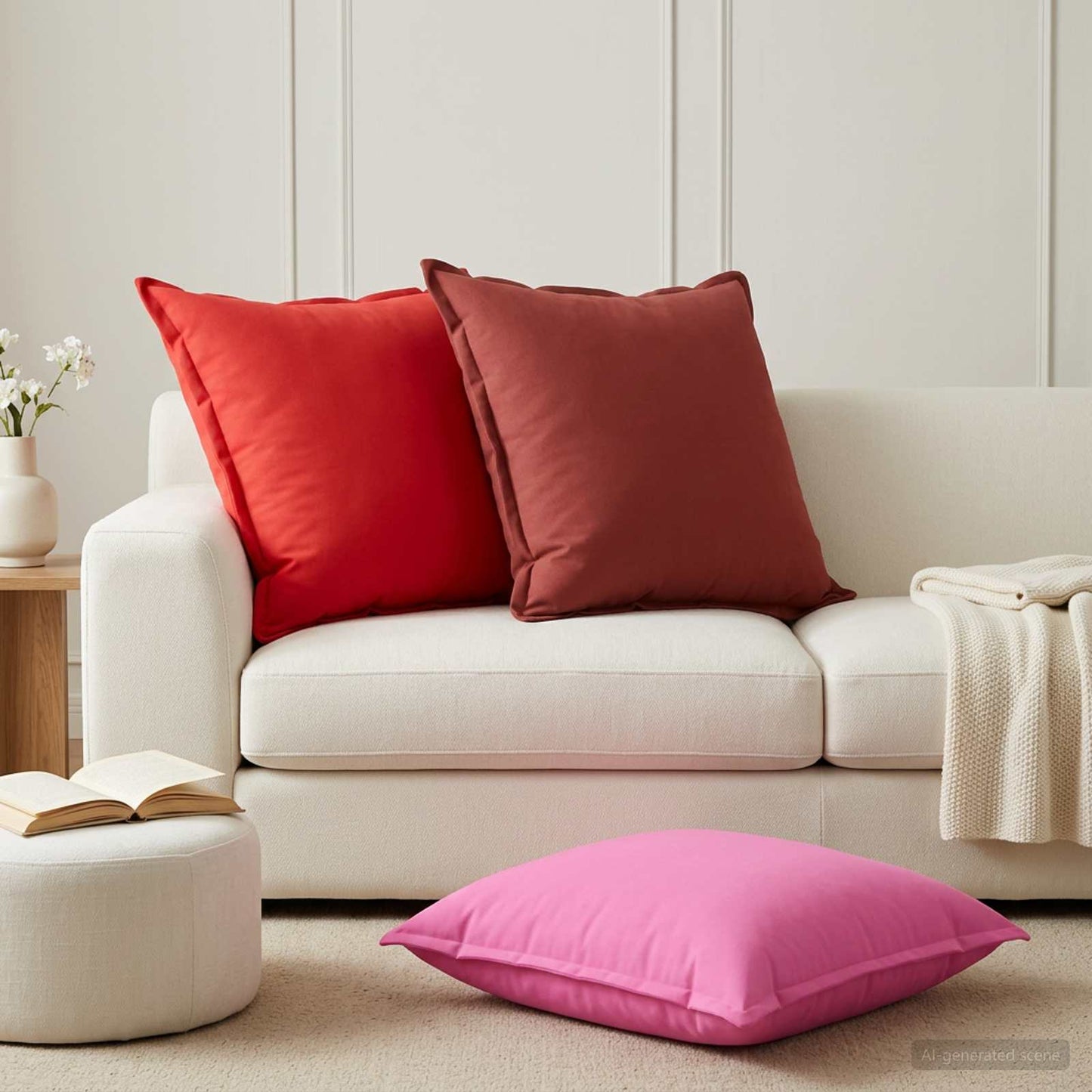 Cushion Cover 6 pcs HOUTEN Wine Red 70 x 70 cm Polyester