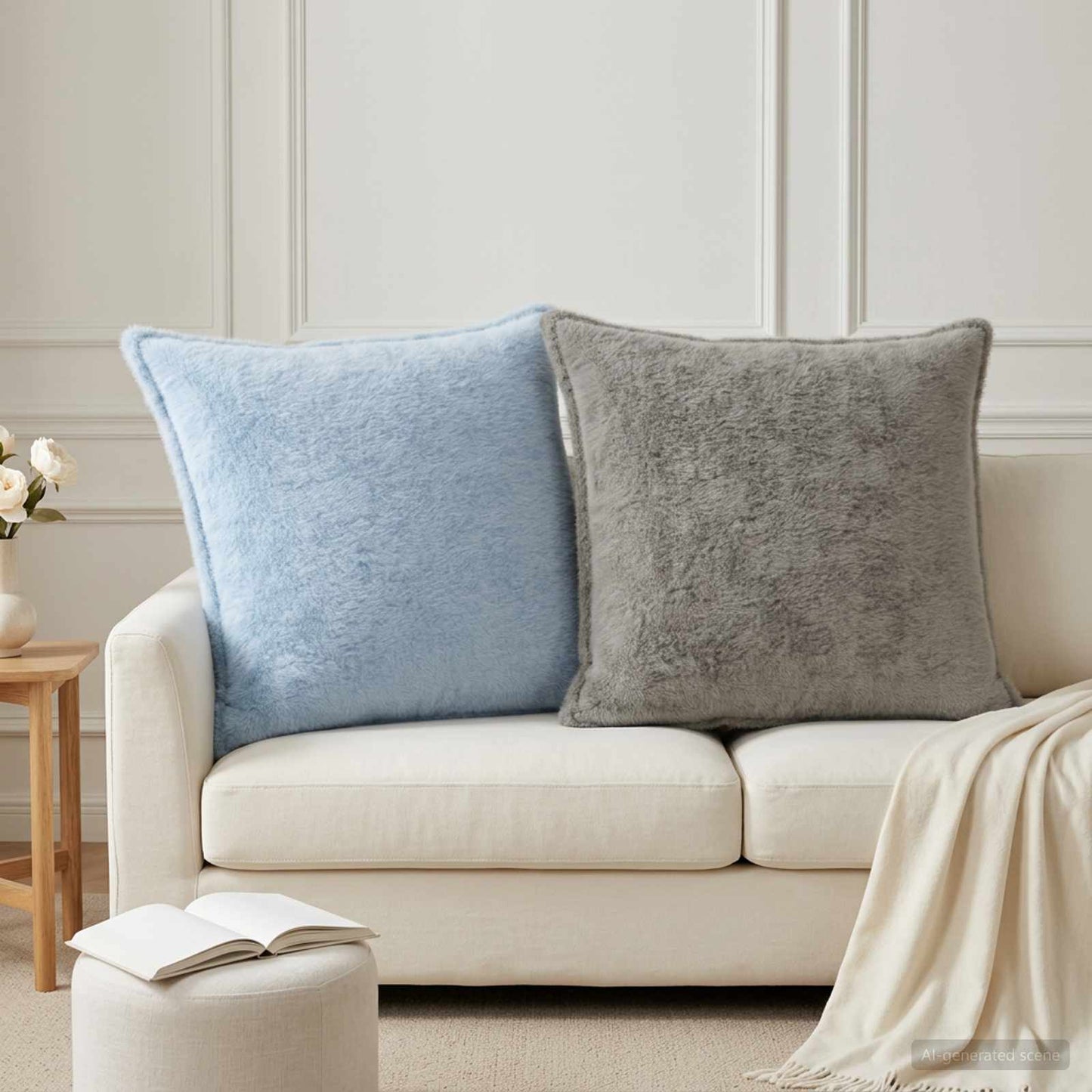 Cushion Cover 6 pcs HOUTEN Light Grey 80 x 80 cm
