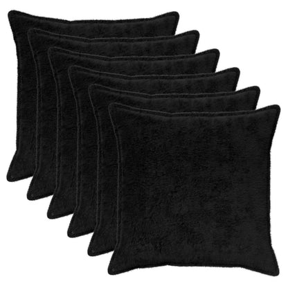 Cushion Cover 6 pcs HOUTEN Black 65 x 65 cm Faux Rabbit Fur