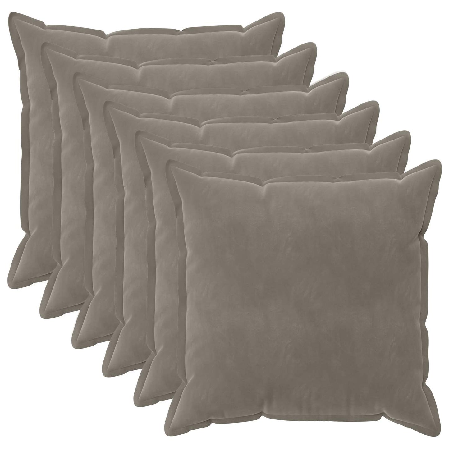Cushion Cover 6 pcs HOUTEN Light Grey 70 x 70 cm Velvet