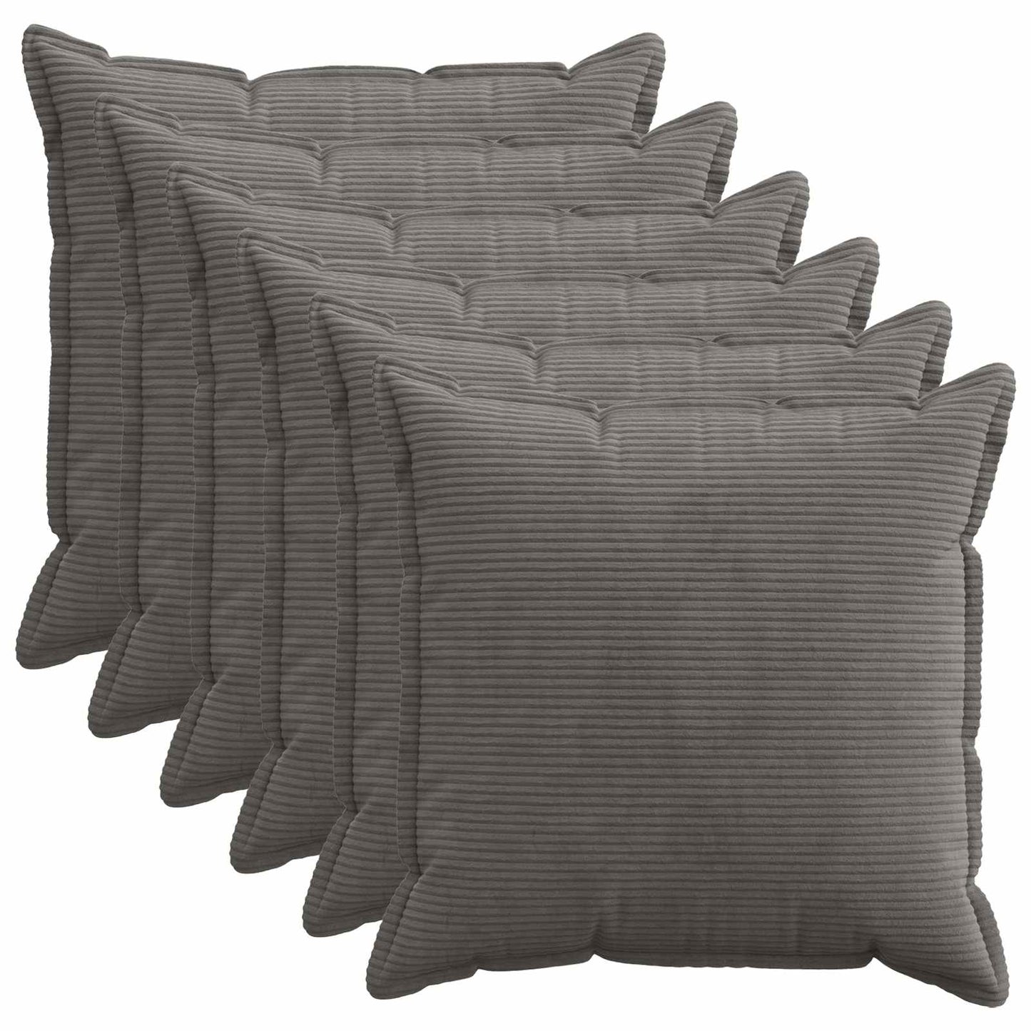 Cushion Cover 6 pcs HOUTEN Dark Grey 70 x 70 cm Corduroy