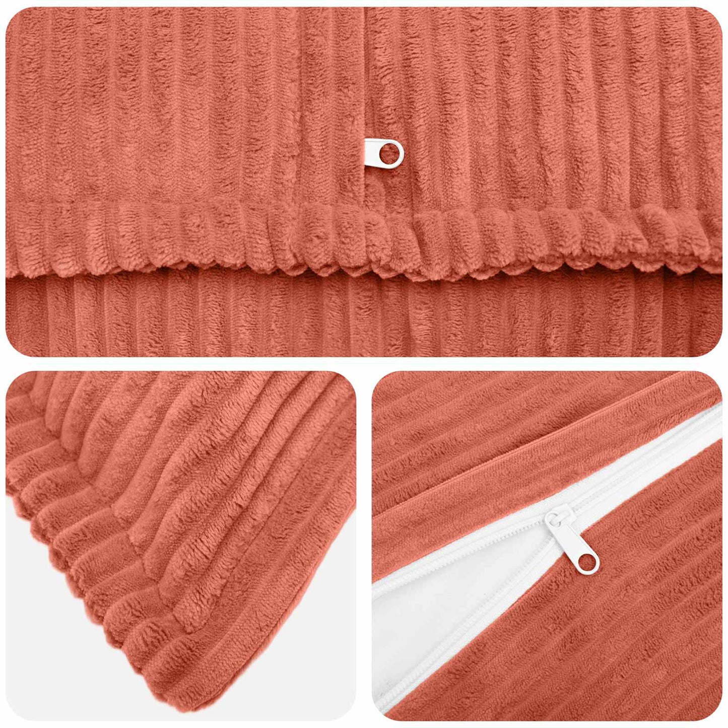 Cushion Cover 6 pcs HOUTEN Red Orange 70 x 70 cm Corduroy