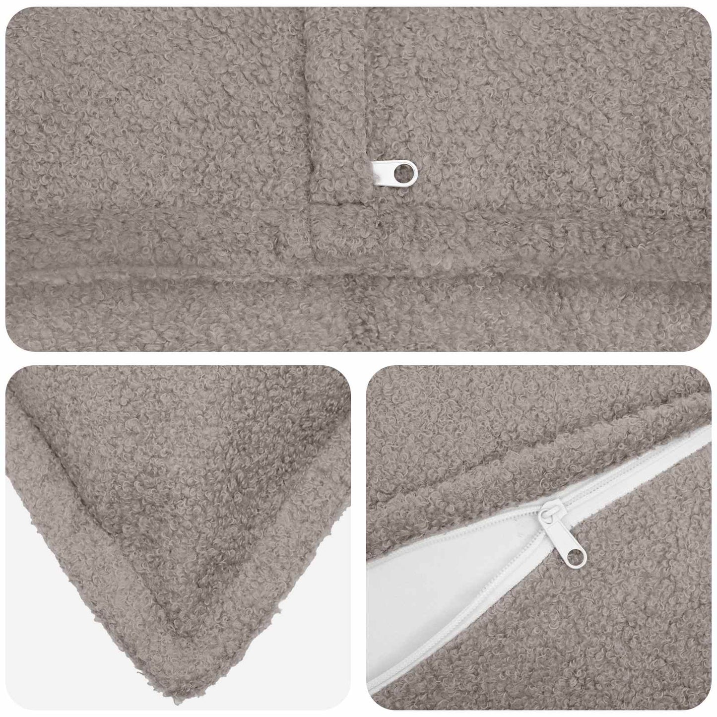 Cushion Cover 6 pcs HOUTEN Light Grey 70 x 70 cm Bouclé