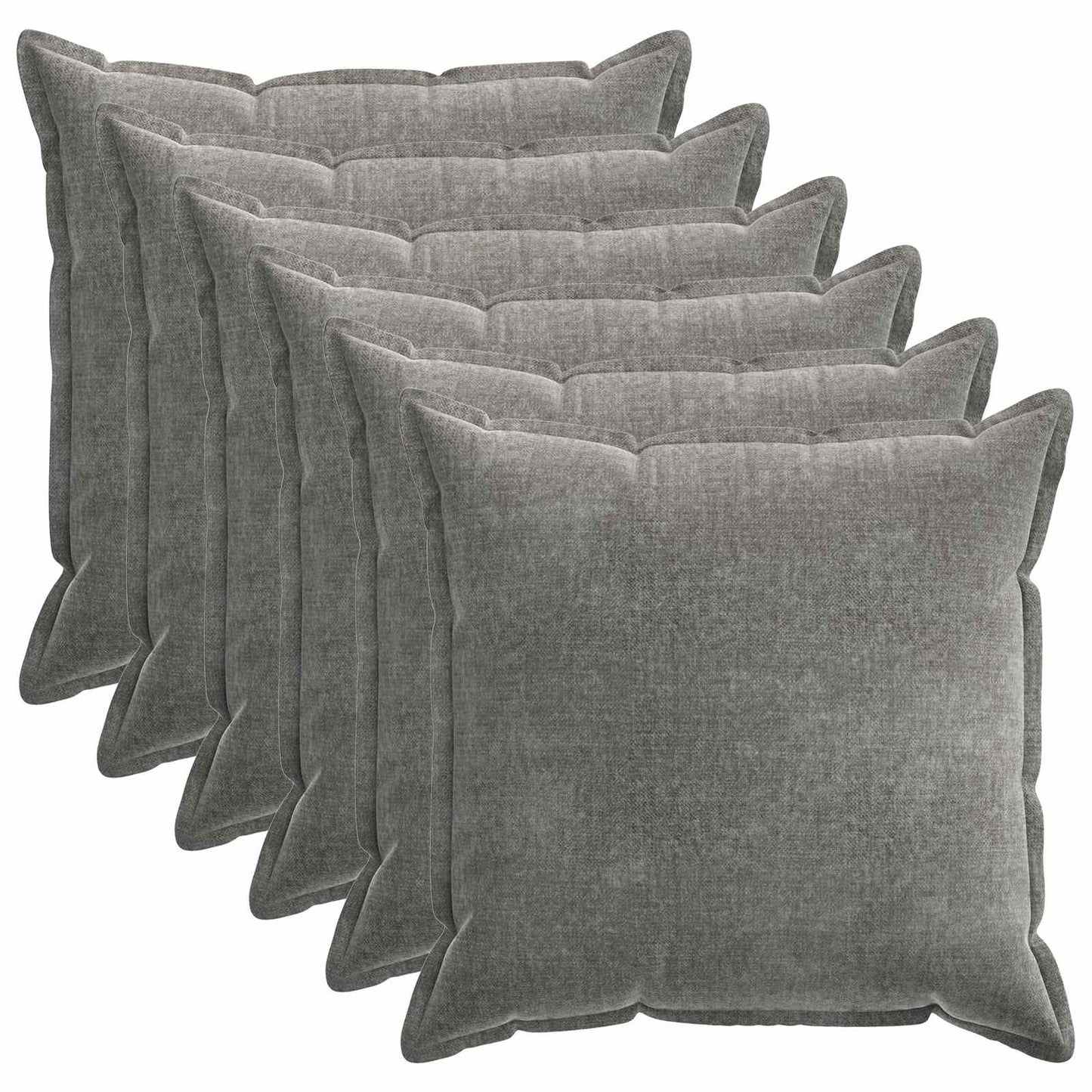 Cushion Cover 6 pcs HOUTEN Dark Grey 70 x 70 cm Chenille Fabric