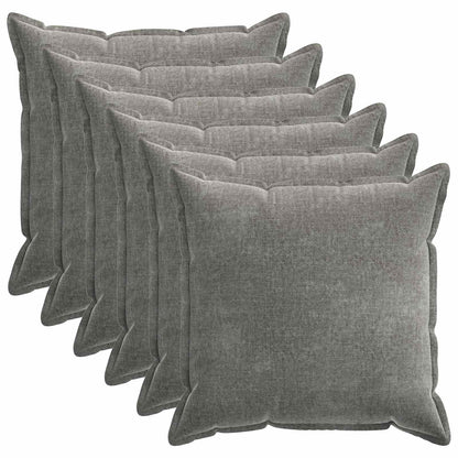 Cushion Cover 6 pcs HOUTEN Dark Grey 70 x 70 cm Chenille Fabric