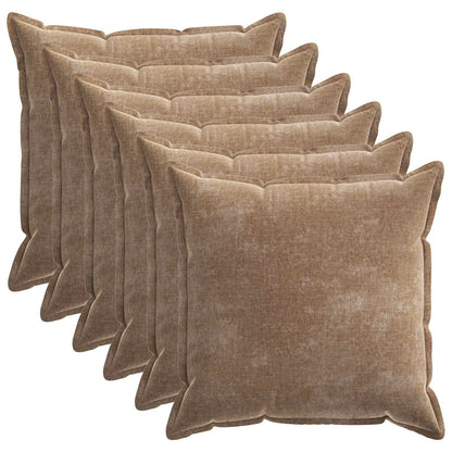 Cushion Cover 6 pcs HOUTEN Brown 70 x 70 cm Chenille Fabric