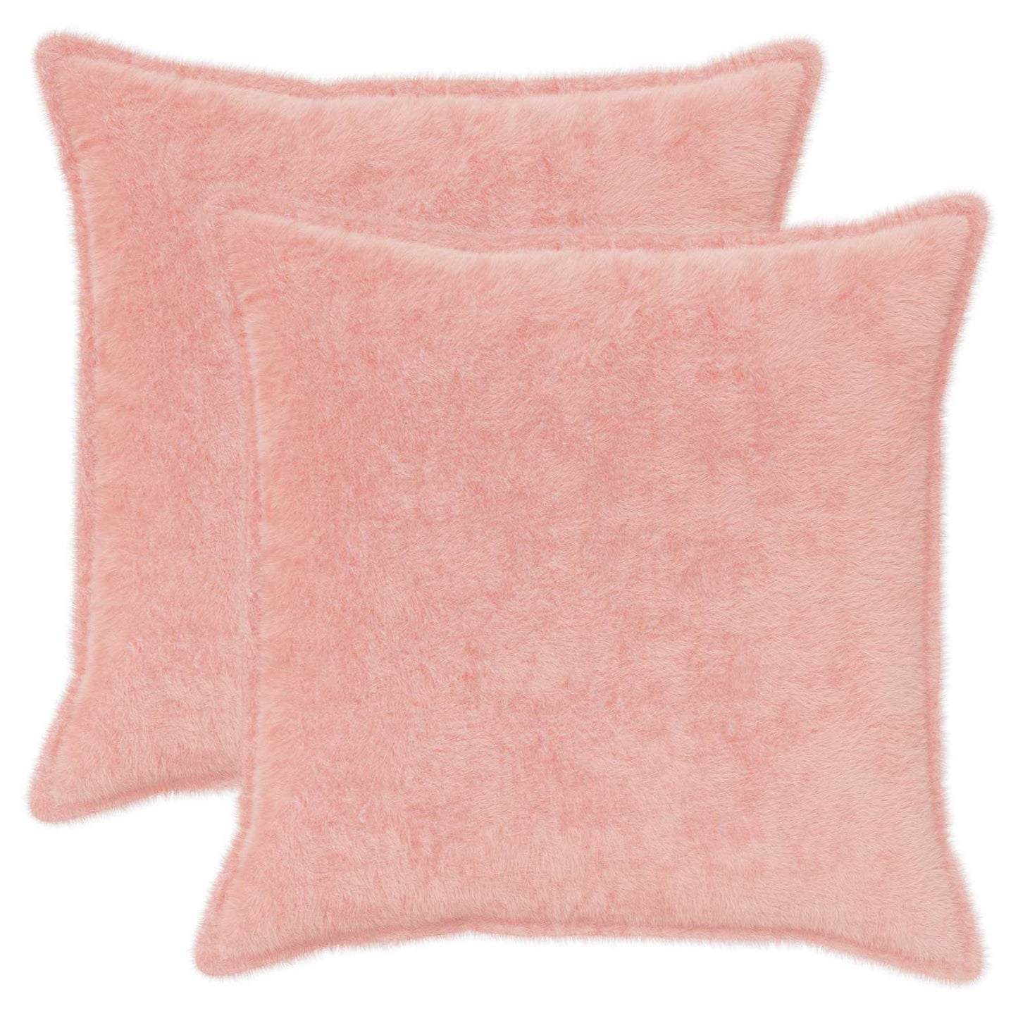 Cushion Cover 2 pcs HOUTEN Pink 70 x 70 cm Faux Rabbit Fur