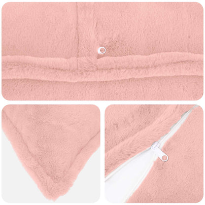 Cushion Cover 6 pcs HOUTEN Pink 70 x 70 cm Faux Rabbit Fur
