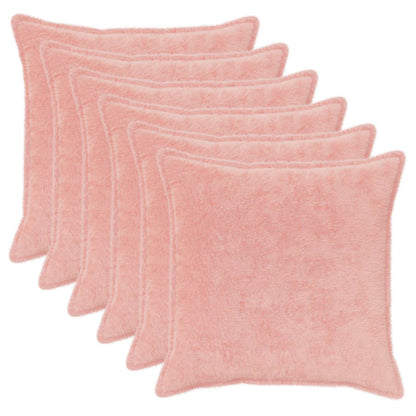 Cushion Cover 6 pcs HOUTEN Pink 70 x 70 cm Faux Rabbit Fur