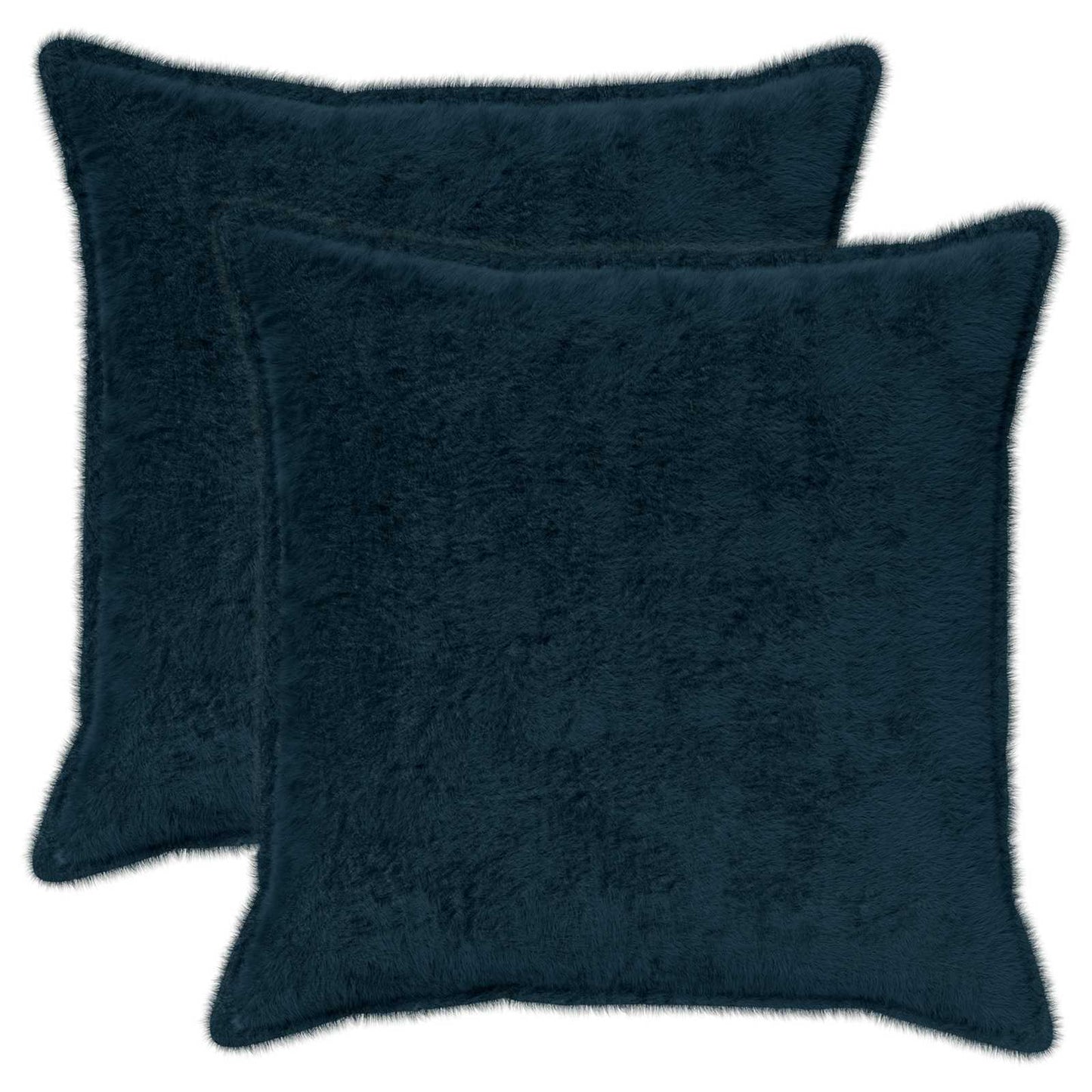 Cushion Cover 2 pcs HOUTEN Navy Blue 70 x 70 cm Faux Rabbit Fur