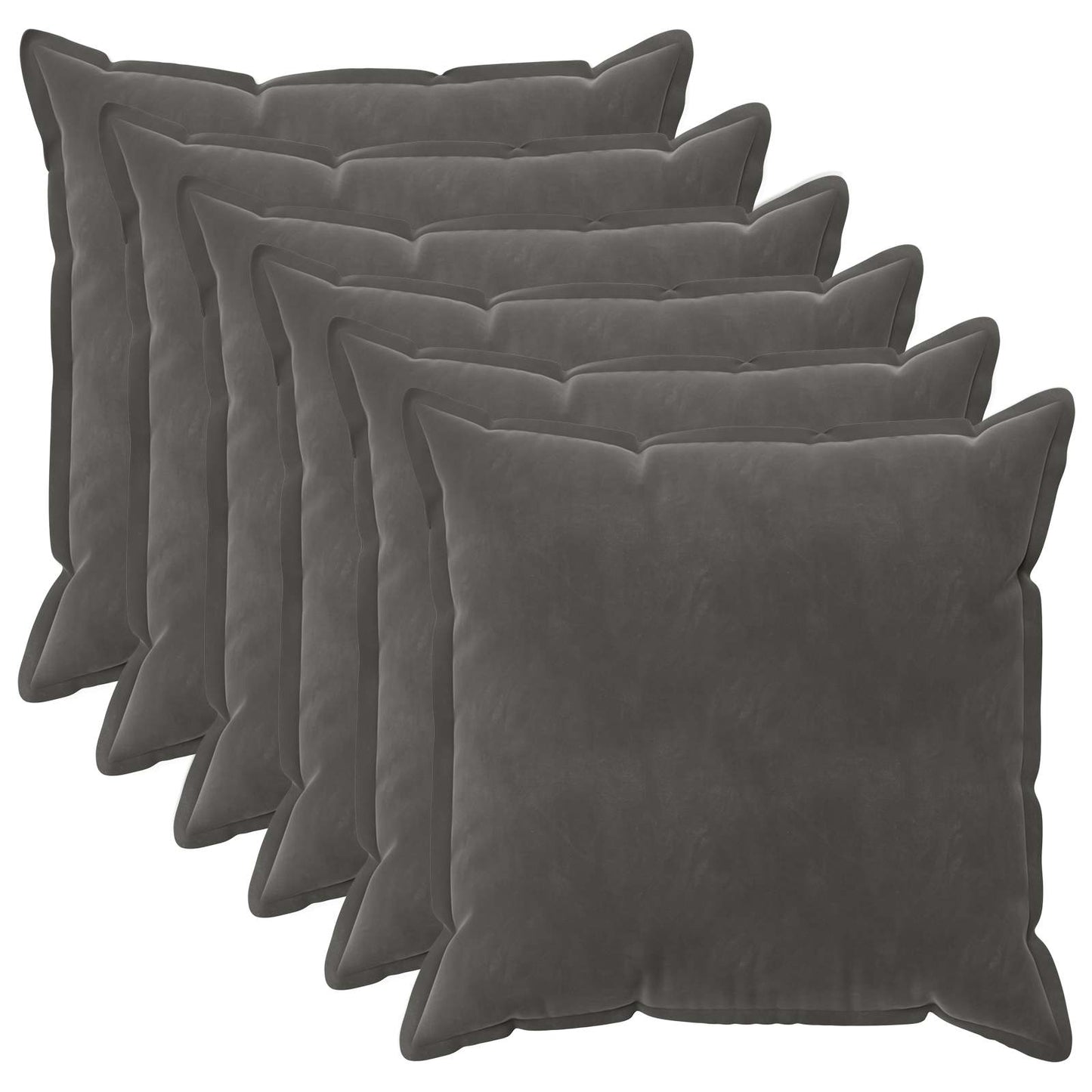 Cushion Cover 6 pcs HOUTEN Dark Grey 80 x 80 cm Velvet