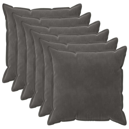 Cushion Cover 6 pcs HOUTEN Dark Grey 80 x 80 cm Velvet
