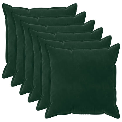 Cushion Cover 6 pcs HOUTEN Dark Green 80 x 80 cm Velvet
