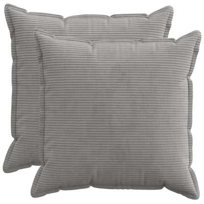Cushion Cover 2 pcs HOUTEN Light Grey 80 x 80 cm Corduroy