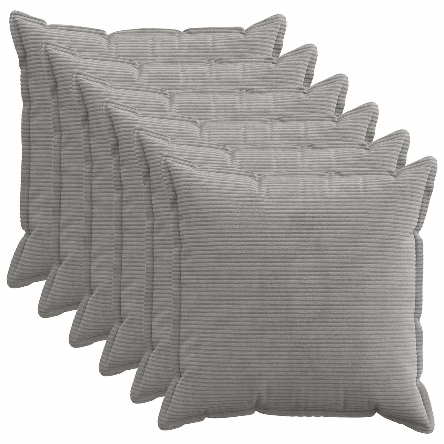 Cushion Cover 6 pcs HOUTEN Light Grey 80 x 80 cm Corduroy