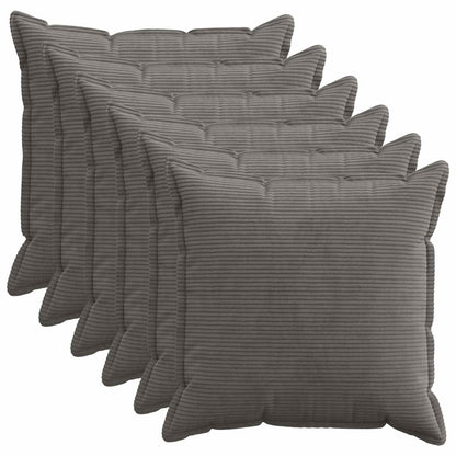 Cushion Cover 6 pcs HOUTEN Dark Grey 80 x 80 cm Corduroy