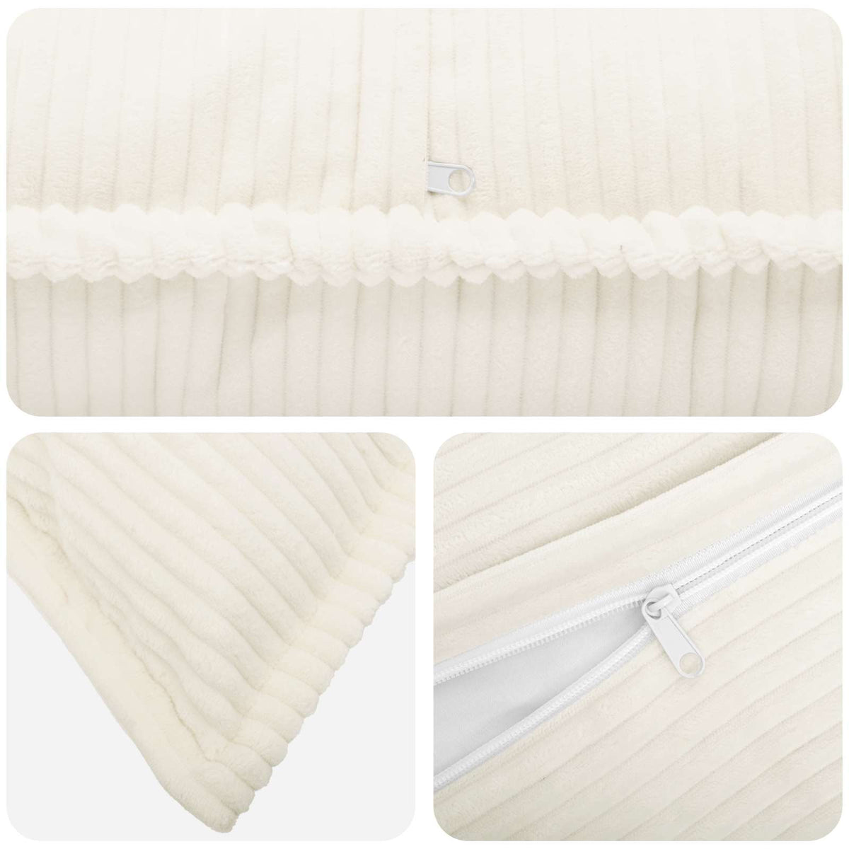 Cushion Cover 6 pcs HOUTEN Cream 80 x 80 cm Corduroy