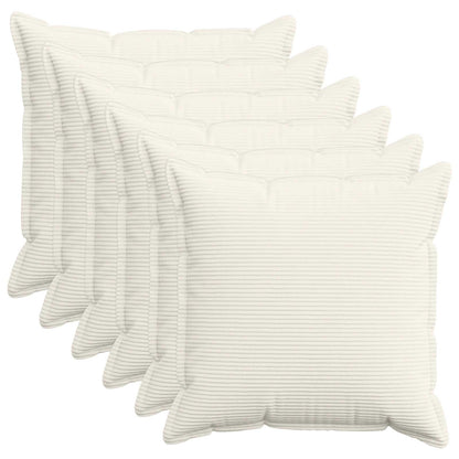 Cushion Cover 6 pcs HOUTEN Cream 80 x 80 cm Corduroy