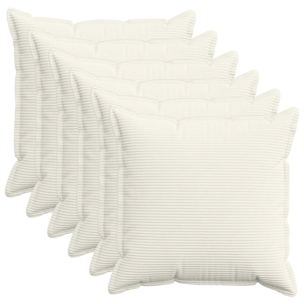 Cushion Cover 6 pcs HOUTEN Cream 80 x 80 cm Corduroy