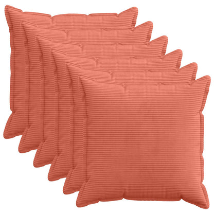 Cushion Cover 6 pcs HOUTEN Red Orange 80 x 80 cm Corduroy