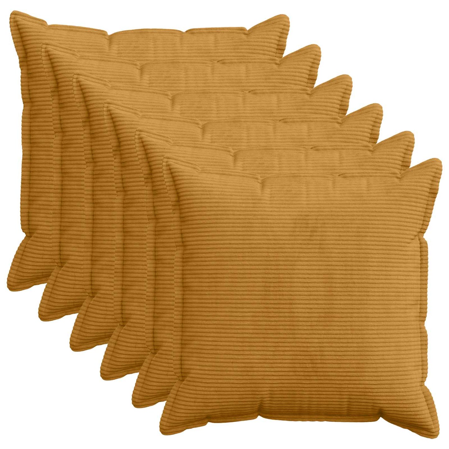 Cushion Cover 6 pcs HOUTEN Yellow 80 x 80 cm Corduroy