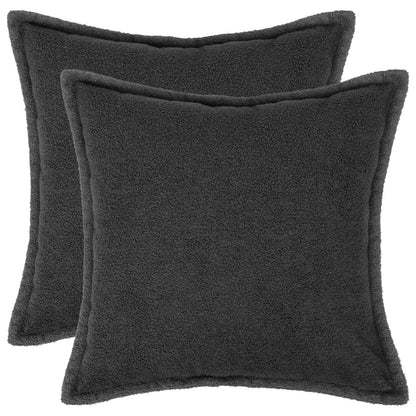 Cushion Cover 2 pcs HOUTEN Dark Grey 80 x 80 cm Bouclé