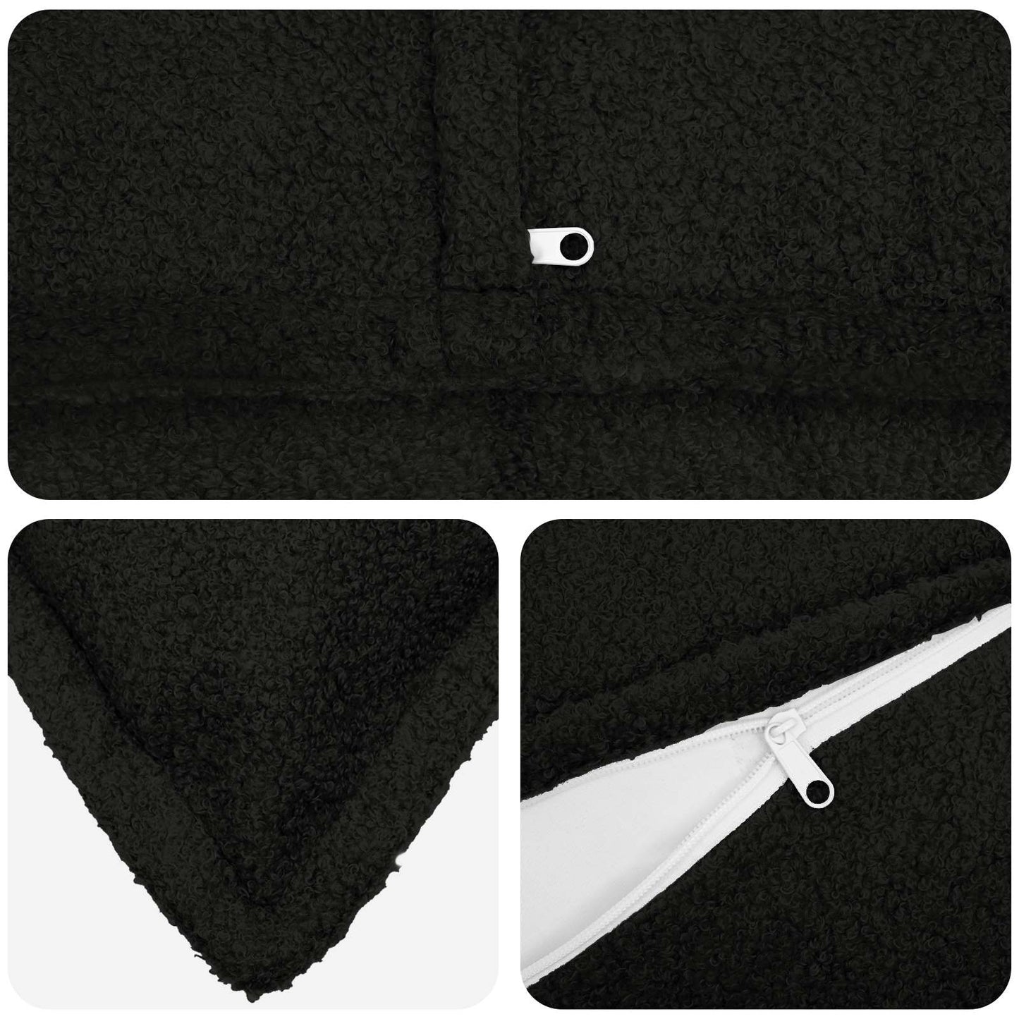 Cushion Cover 2 pcs HOUTEN Black 80 x 80 cm Bouclé